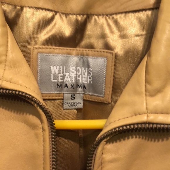 Tan khaki leather jacket pre loved imperfect lots of life left price reflects - Picture 2 of 12